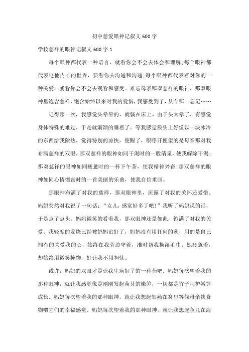 初中慈爱眼神记叙文600字