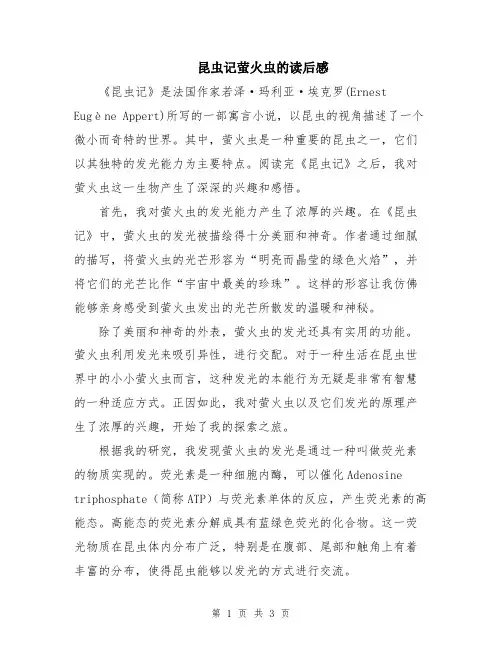 昆虫记萤火虫的读后感