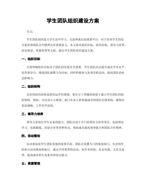 学生团队组织建设方案