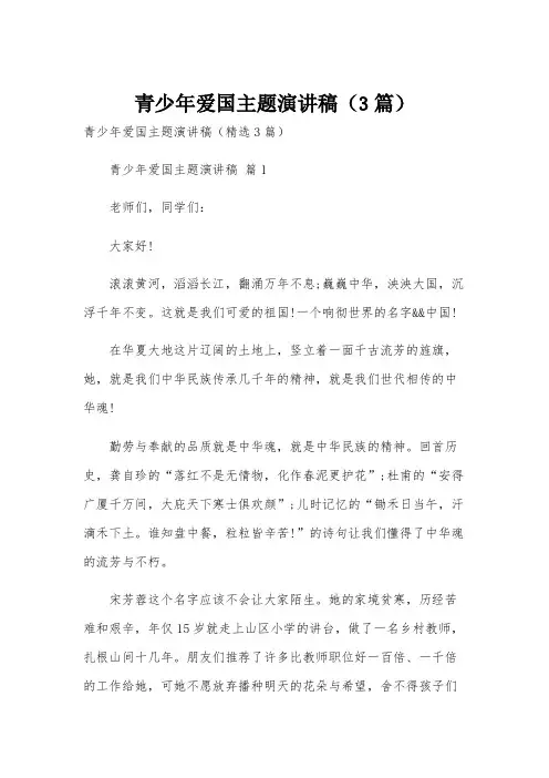 青少年爱国主题演讲稿(3篇)