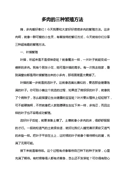 多肉的三种繁殖方法