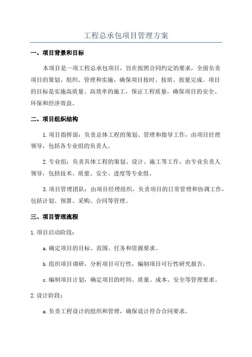 工程总承包项目管理方案