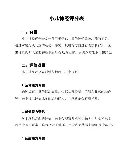 小儿神经评分表