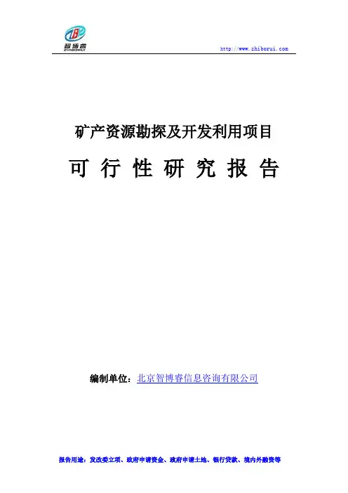 矿产资源勘探及开发利用项目可行性研究报告