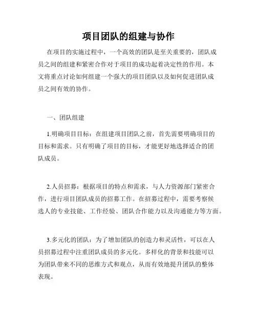 项目团队的组建与协作