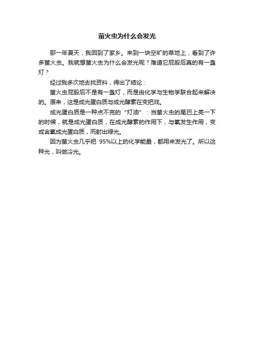萤火虫为什么会发光