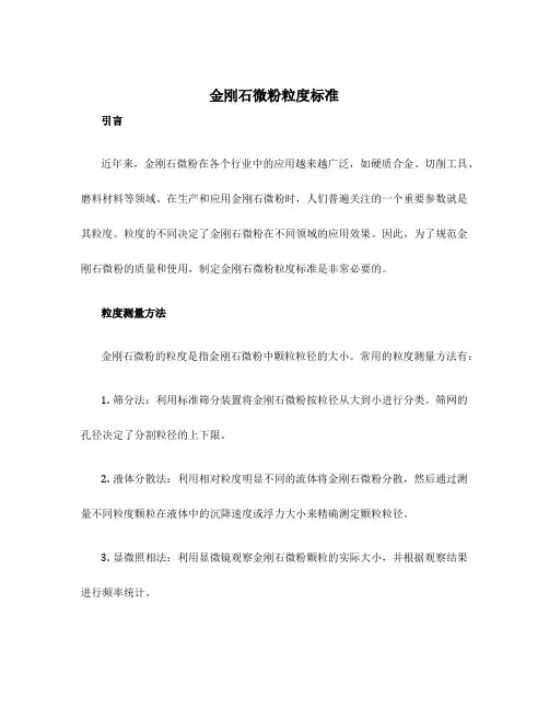 金刚石微粉粒度标准