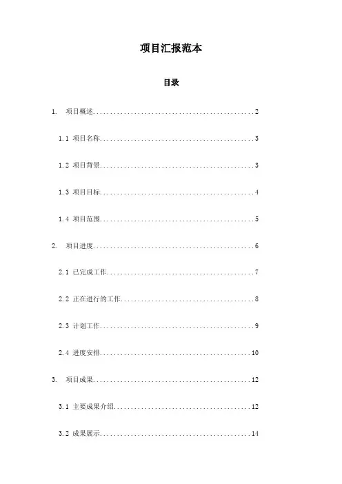 项目汇报范本