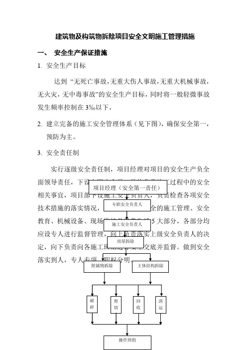 建筑物及构筑物拆除项目安全文明施工管理措施