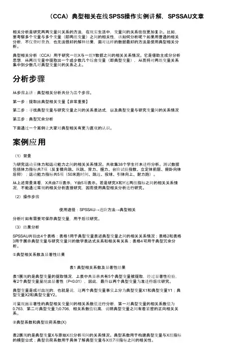 （CCA）典型相关在线SPSS操作实例讲解，SPSSAU文章