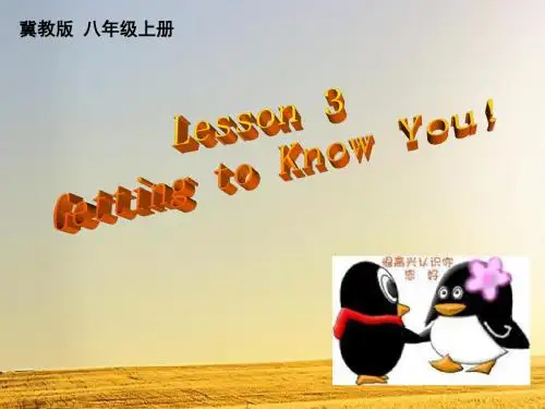 冀教版八年级英语上册课件：Lesson 3