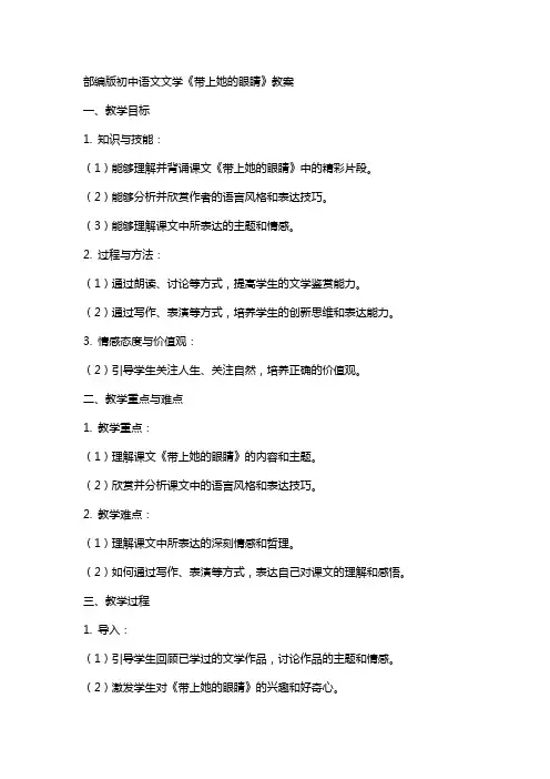 部编版初中语文文学带上她的眼睛教案