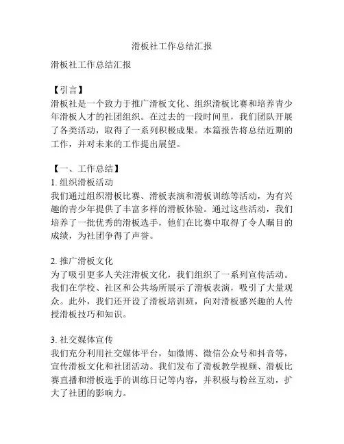 滑板社工作总结汇报