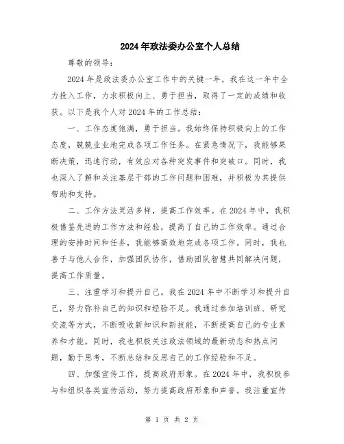 2024年政法委办公室个人总结