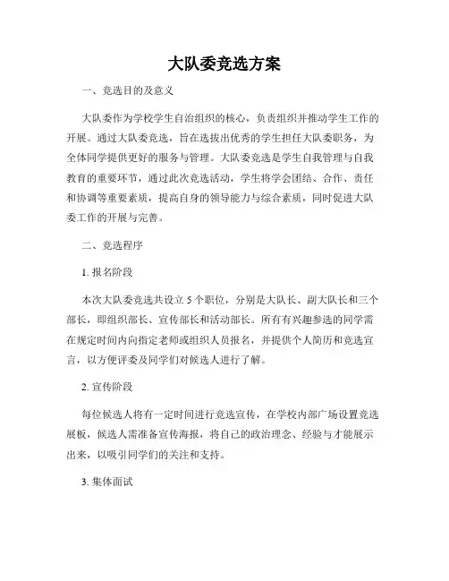 大队委竞选方案