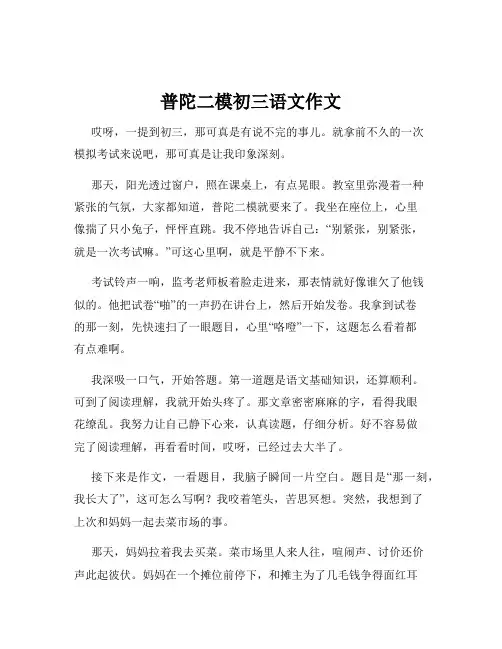普陀二模初三语文作文
