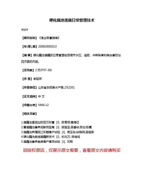硬化藕池莲藕日常管理技术