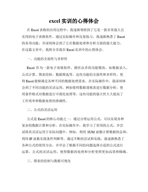 excel实训的心得体会