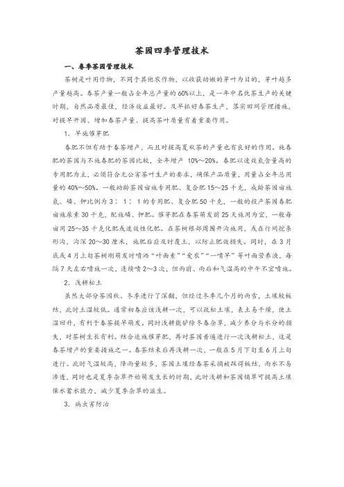 茶园四季管理技术
