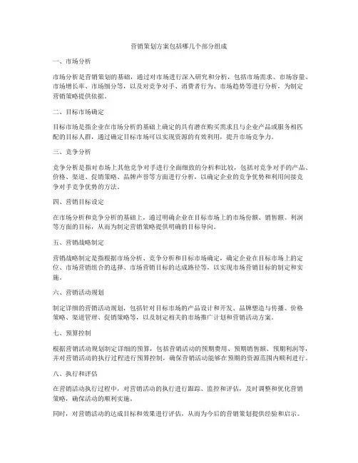营销策划方案包括哪几个部分组成