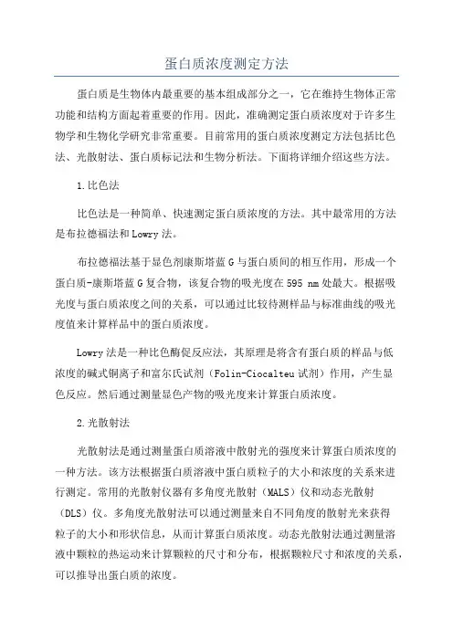 蛋白质浓度测定方法