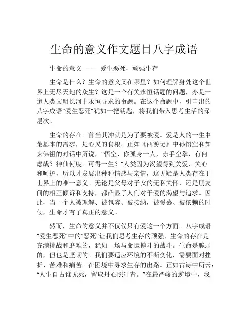 生命的意义作文题目八字成语