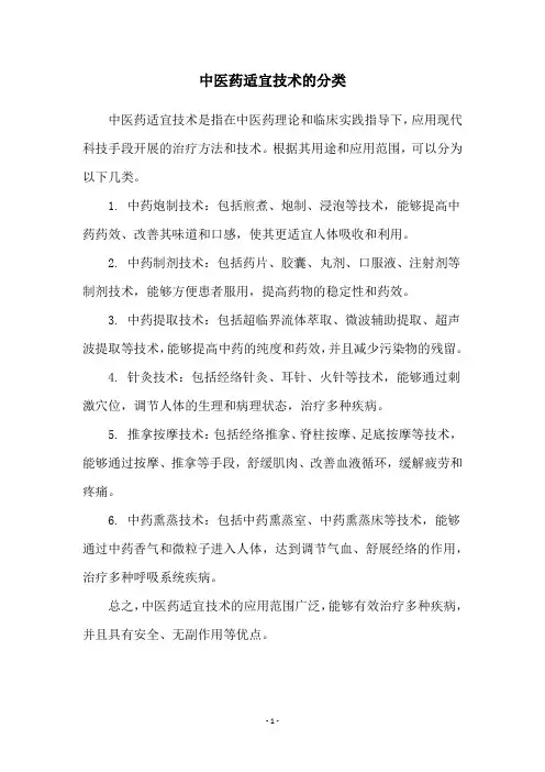 中医药适宜技术的分类