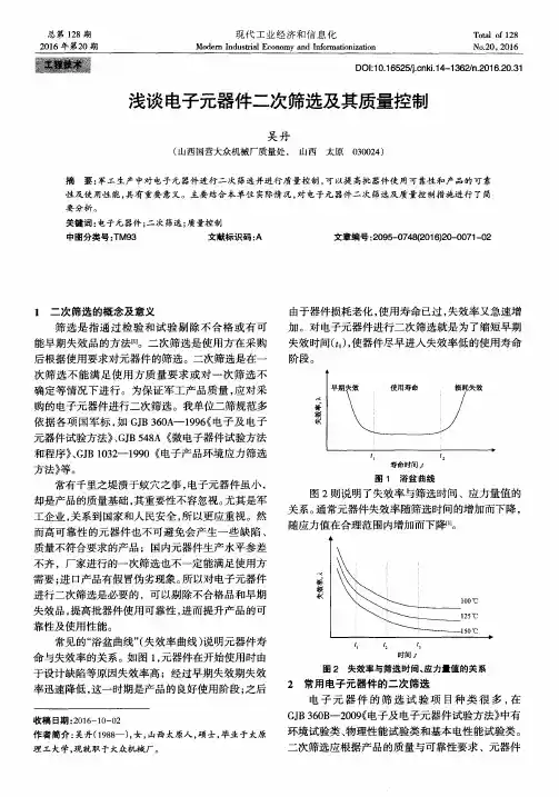 浅谈电子元器件二次筛选及其质量控制