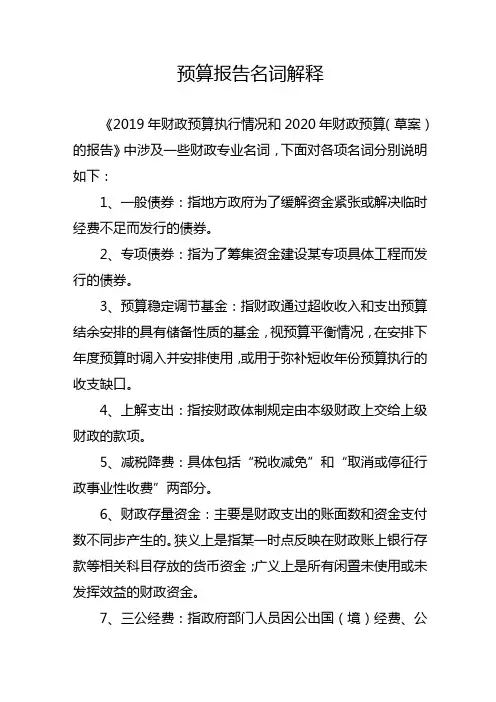 预算报告名词解释