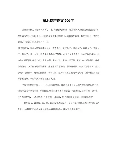 湖北特产作文500字