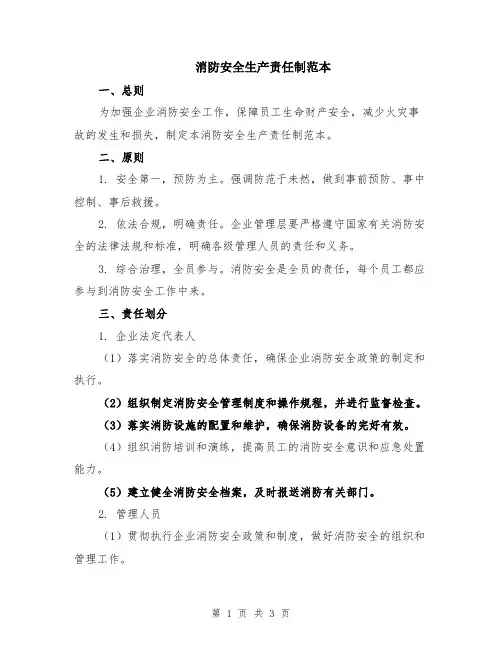 消防安全生产责任制范本