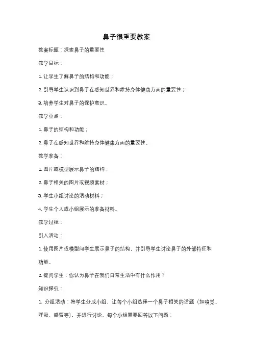 鼻子很重要教案