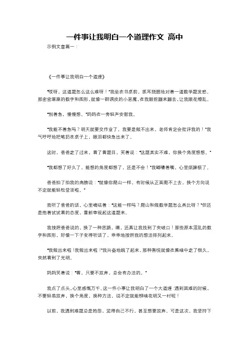 一件事让我明白一个道理作文 高中