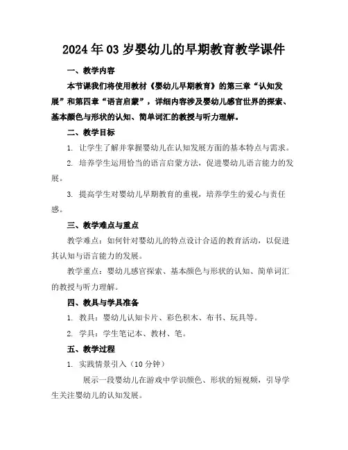 2024年03岁婴幼儿的早期教育教学课件