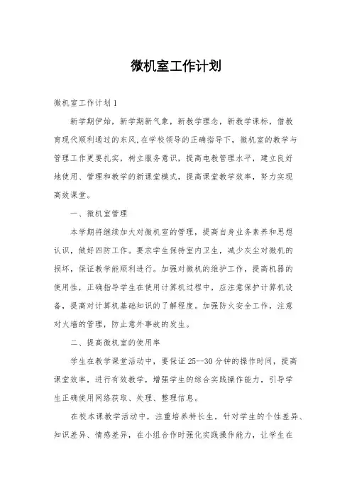 微机室工作计划