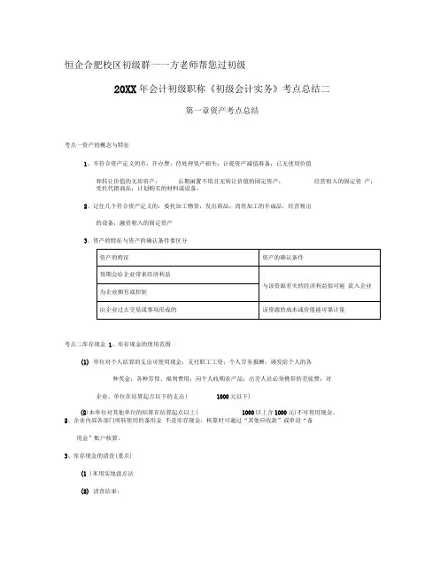 会计初级职称考点总结第一章