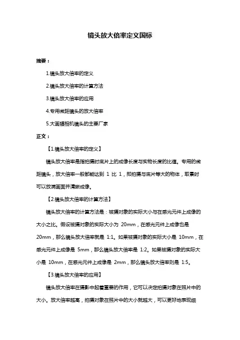 镜头放大倍率定义国标