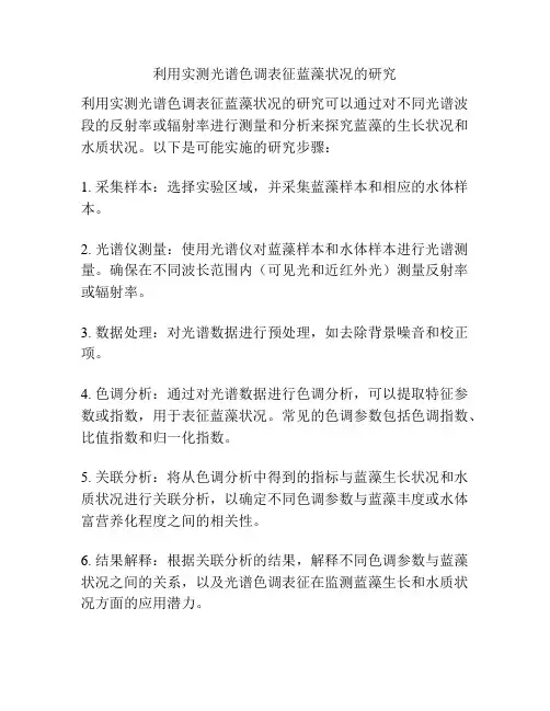 利用实测光谱色调表征蓝藻状况的研究