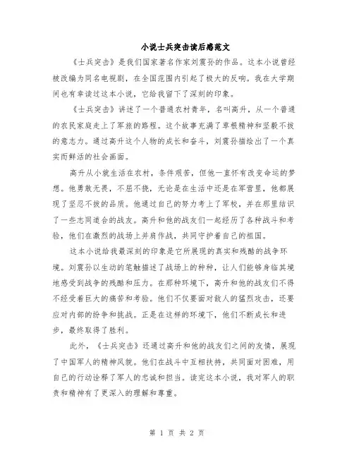 小说士兵突击读后感范文