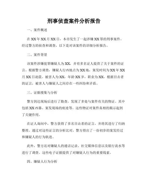 刑事侦查案件分析报告