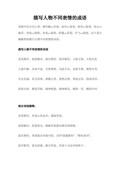 描写人物不同表情的成语