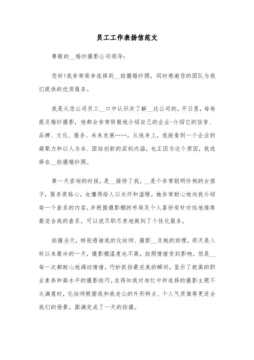 员工工作表扬信范文（五篇）