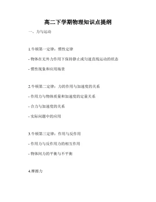 高二下学期物理知识点提纲