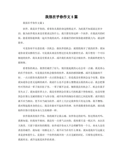 我很在乎你作文5篇
