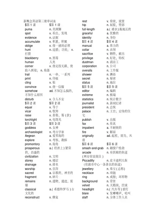 【精品】新概念英语第三册单词表