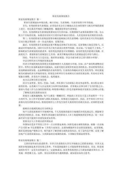 职业发展规划要点