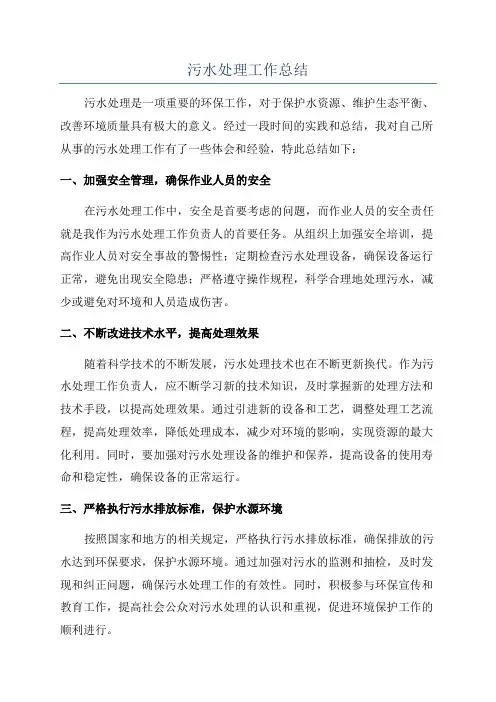 污水处理工作总结
