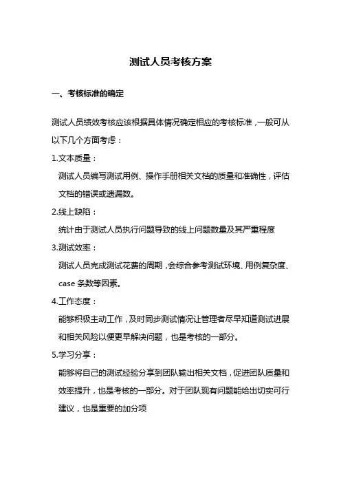 测试人员绩效考核