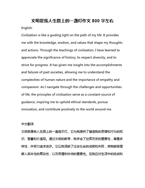 文明是我人生路上的一盏灯作文800字左右