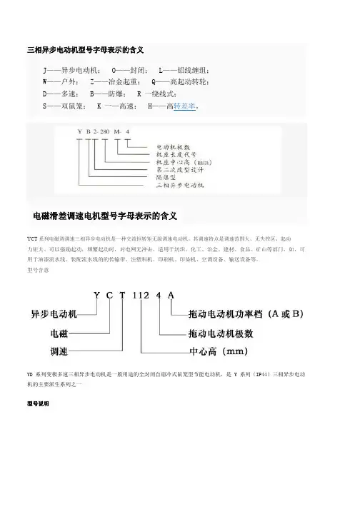 三相异步电动机型号字母含义及参数说明